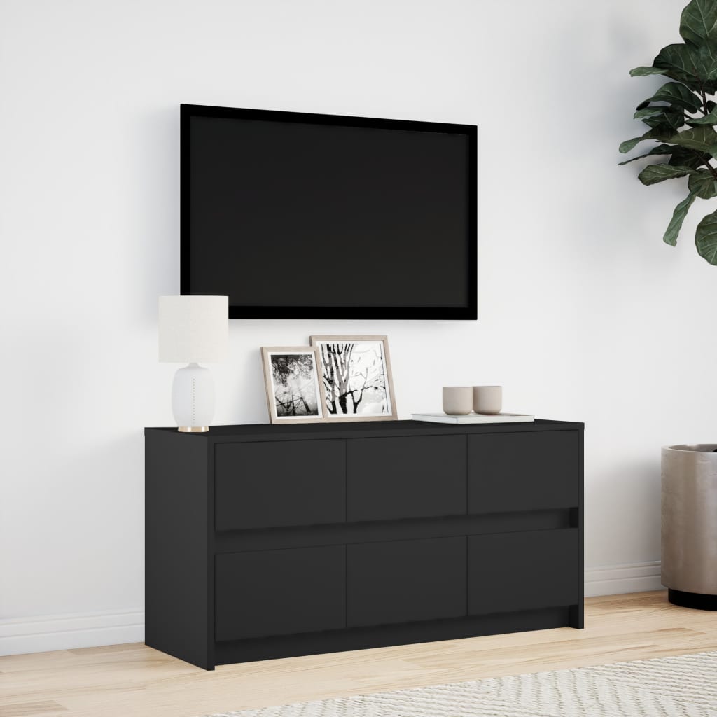 Tv-meubel met LED 100x34x50 cm bewerkt hout zwart is nu te koop bij PeponiXL, paradijselijk wonen!