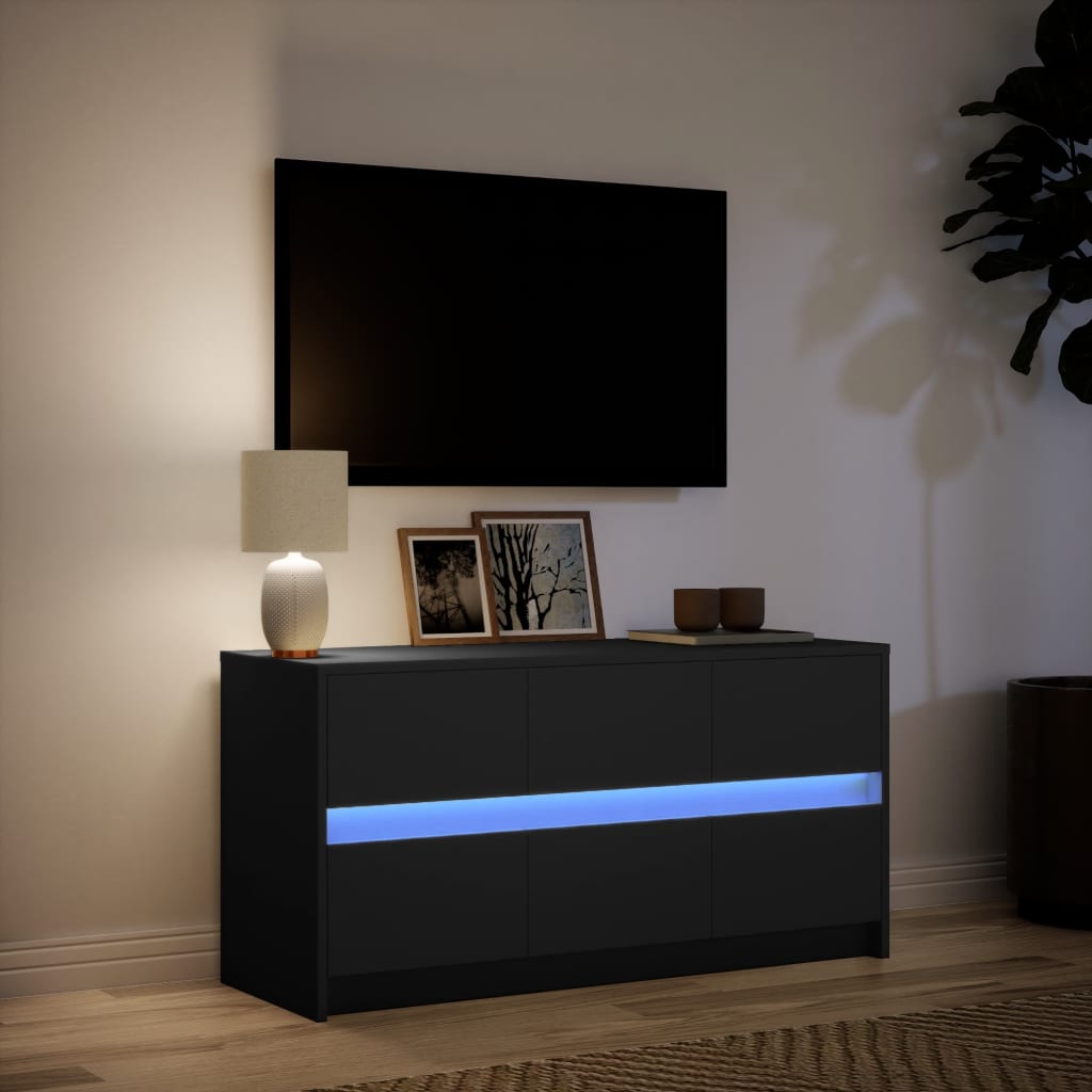 Tv-meubel met LED 100x34x50 cm bewerkt hout zwart is nu te koop bij PeponiXL, paradijselijk wonen!