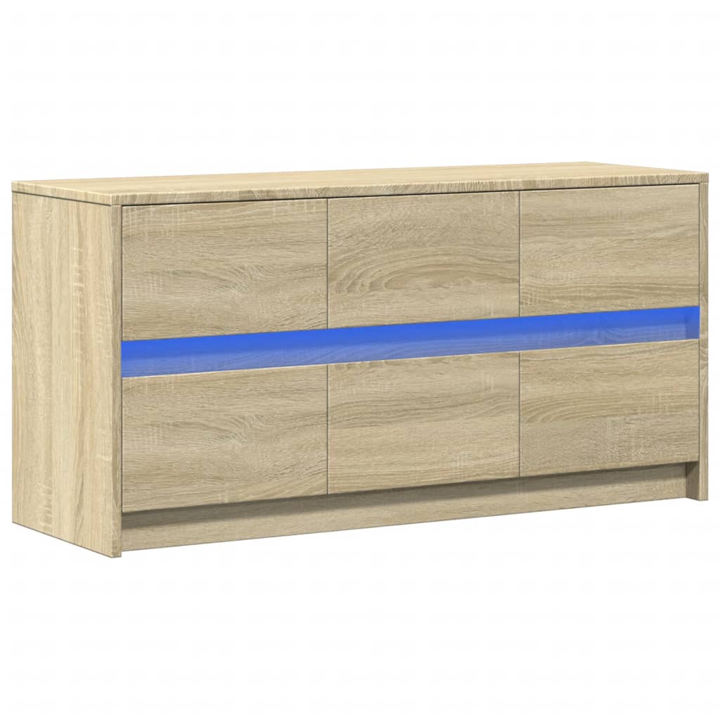 Tv-meubel met LED 100x34x50 cm bewerkt hout sonoma eikenkleurig is nu te koop bij PeponiXL, paradijselijk wonen!