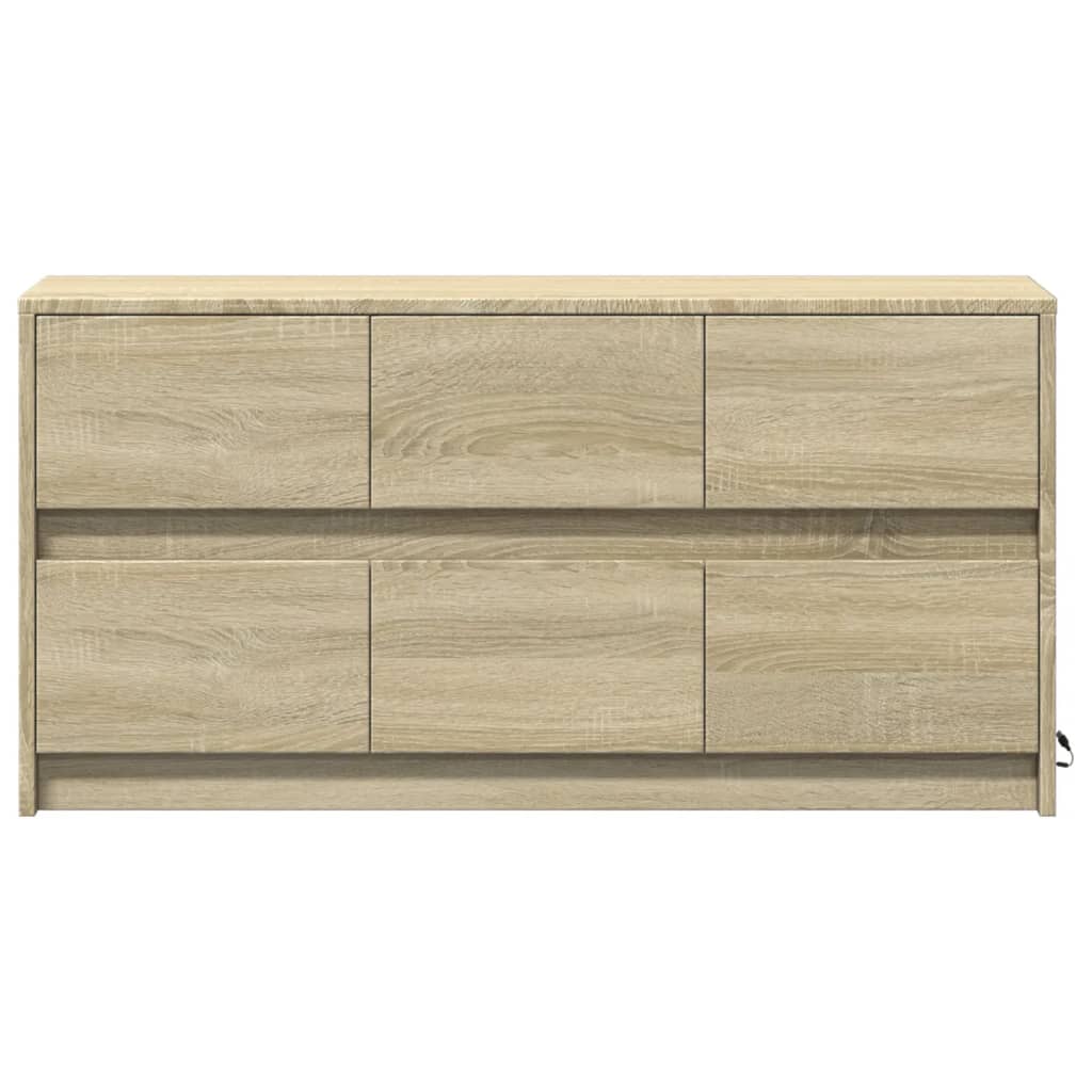 Tv-meubel met LED 100x34x50 cm bewerkt hout sonoma eikenkleurig is nu te koop bij PeponiXL, paradijselijk wonen!