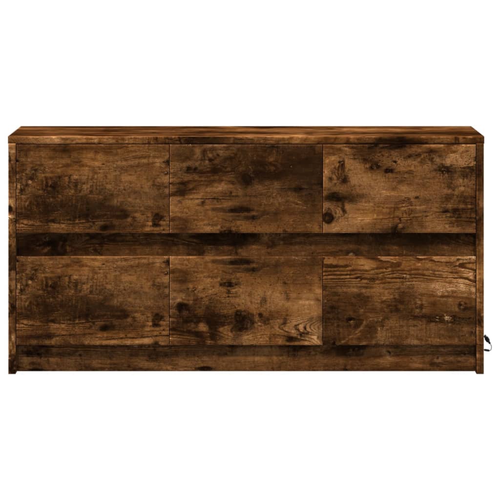 Tv-meubel met LED 100x34x50 cm bewerkt hout gerookt eikenkleur is nu te koop bij PeponiXL, paradijselijk wonen!