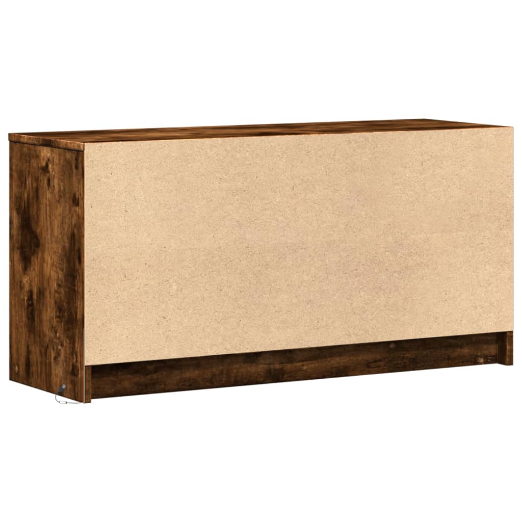 Tv-meubel met LED 100x34x50 cm bewerkt hout gerookt eikenkleur is nu te koop bij PeponiXL, paradijselijk wonen!