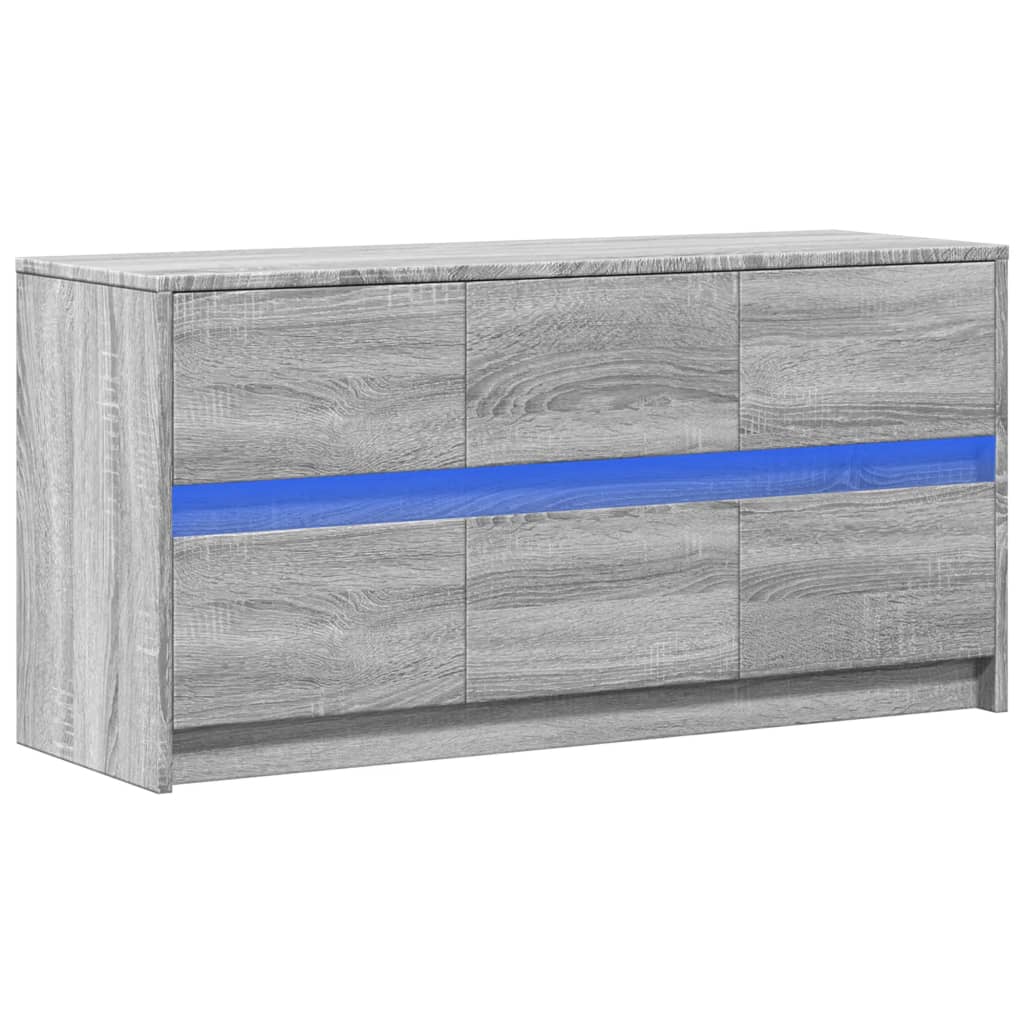 Tv-meubel met LED 100x34x50 cm bewerkt hout grijs sonoma eiken is nu te koop bij PeponiXL, paradijselijk wonen!