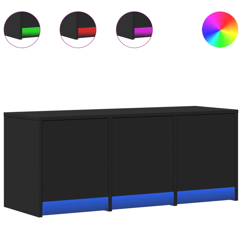 Tv-meubel met LED 97x34x40 cm bewerkt hout zwart is nu te koop bij PeponiXL, paradijselijk wonen!