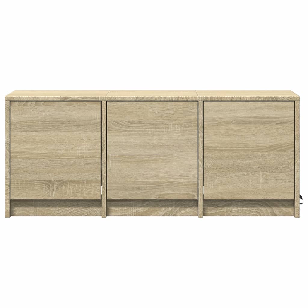 Tv-meubel met LED 97x34x40 cm bewerkt hout sonoma eikenkleurig is nu te koop bij PeponiXL, paradijselijk wonen!