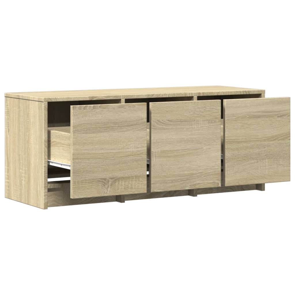 Tv-meubel met LED 97x34x40 cm bewerkt hout sonoma eikenkleurig is nu te koop bij PeponiXL, paradijselijk wonen!