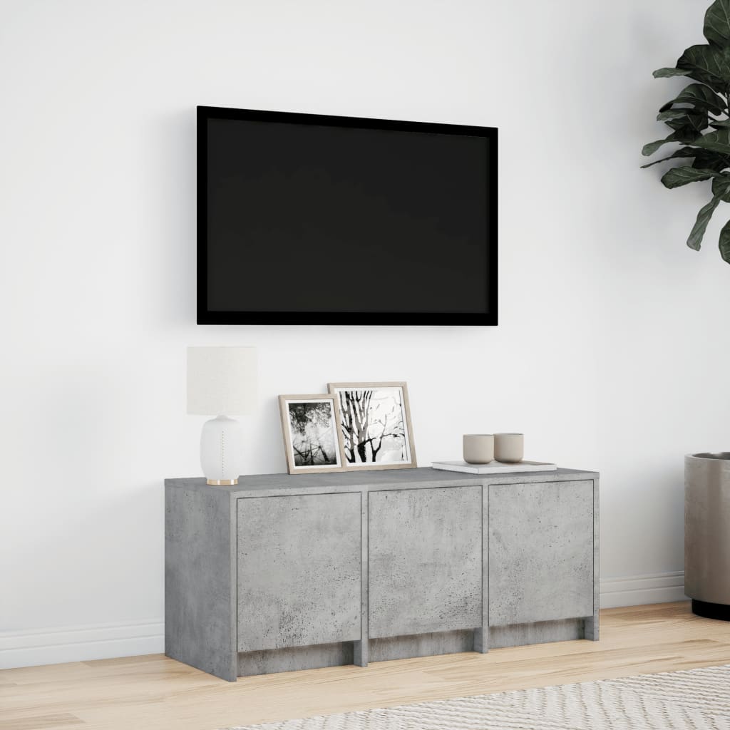 Tv-meubel met LED 97x34x40 cm bewerkt hout betongrijs is nu te koop bij PeponiXL, paradijselijk wonen!