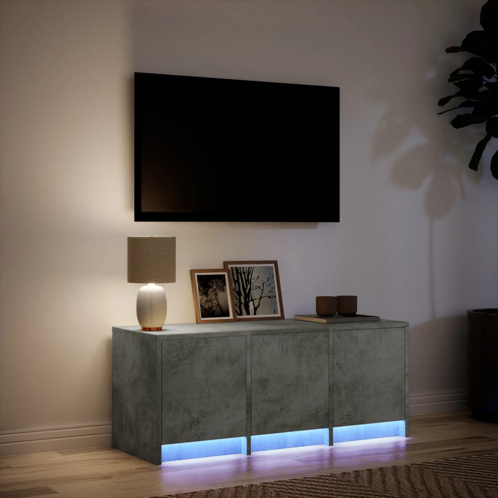Tv-meubel met LED 97x34x40 cm bewerkt hout betongrijs is nu te koop bij PeponiXL, paradijselijk wonen!