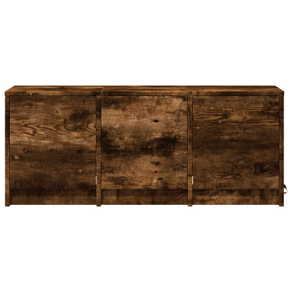 Tv-meubel met LED 97x34x40 cm bewerkt hout gerookt eikenkleur is nu te koop bij PeponiXL, paradijselijk wonen!