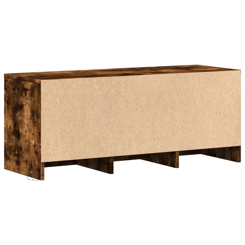 Tv-meubel met LED 97x34x40 cm bewerkt hout gerookt eikenkleur is nu te koop bij PeponiXL, paradijselijk wonen!
