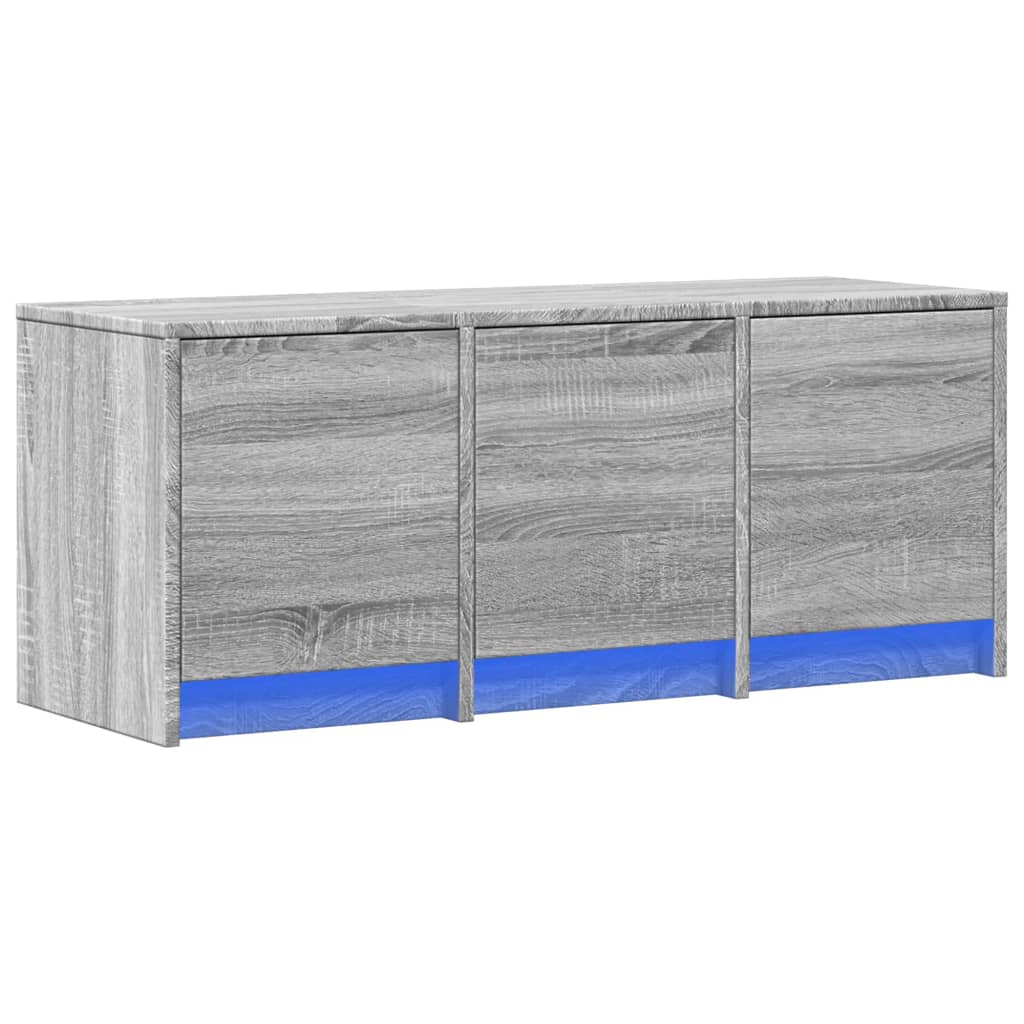 Tv-meubel met LED 97x34x40 cm bewerkt hout grijs sonoma eiken is nu te koop bij PeponiXL, paradijselijk wonen!