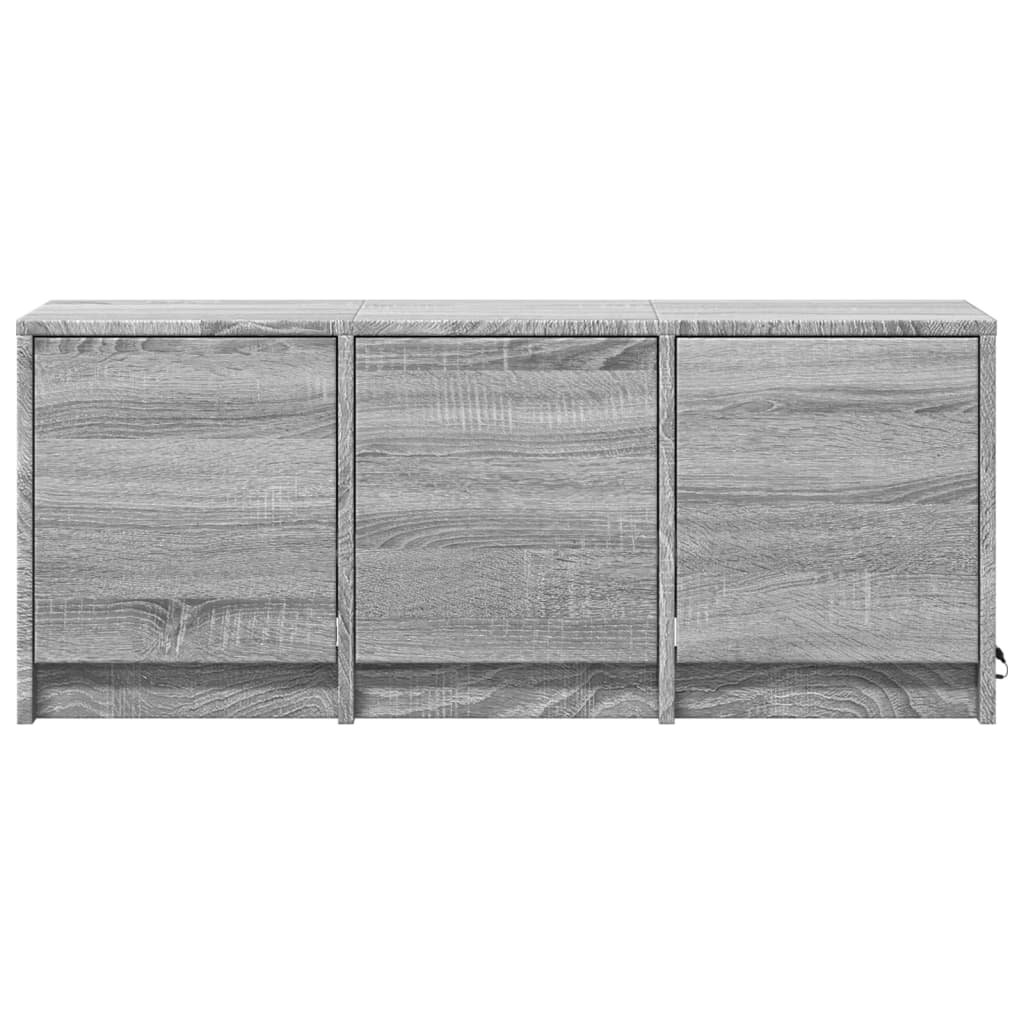 Tv-meubel met LED 97x34x40 cm bewerkt hout grijs sonoma eiken is nu te koop bij PeponiXL, paradijselijk wonen!