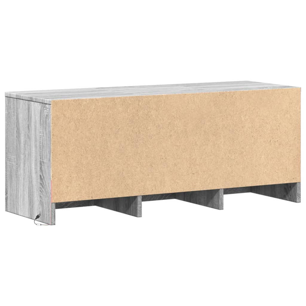 Tv-meubel met LED 97x34x40 cm bewerkt hout grijs sonoma eiken is nu te koop bij PeponiXL, paradijselijk wonen!