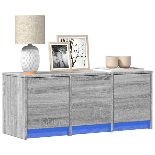 Tv-meubel met LED 97x34x40 cm bewerkt hout grijs sonoma eiken is nu te koop bij PeponiXL, paradijselijk wonen!