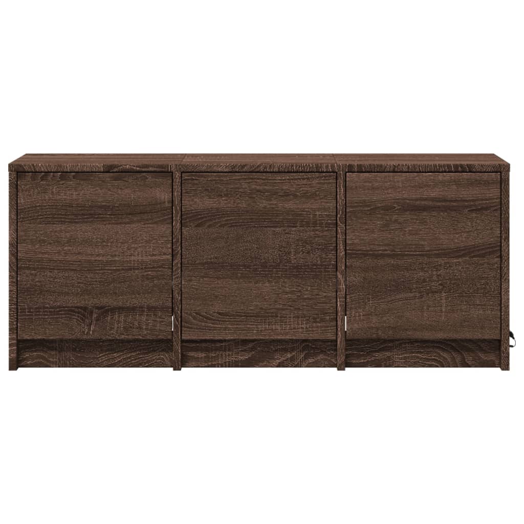 Tv-meubel met LED 97x34x40 cm bewerkt hout bruin eikenkleurig is nu te koop bij PeponiXL, paradijselijk wonen!