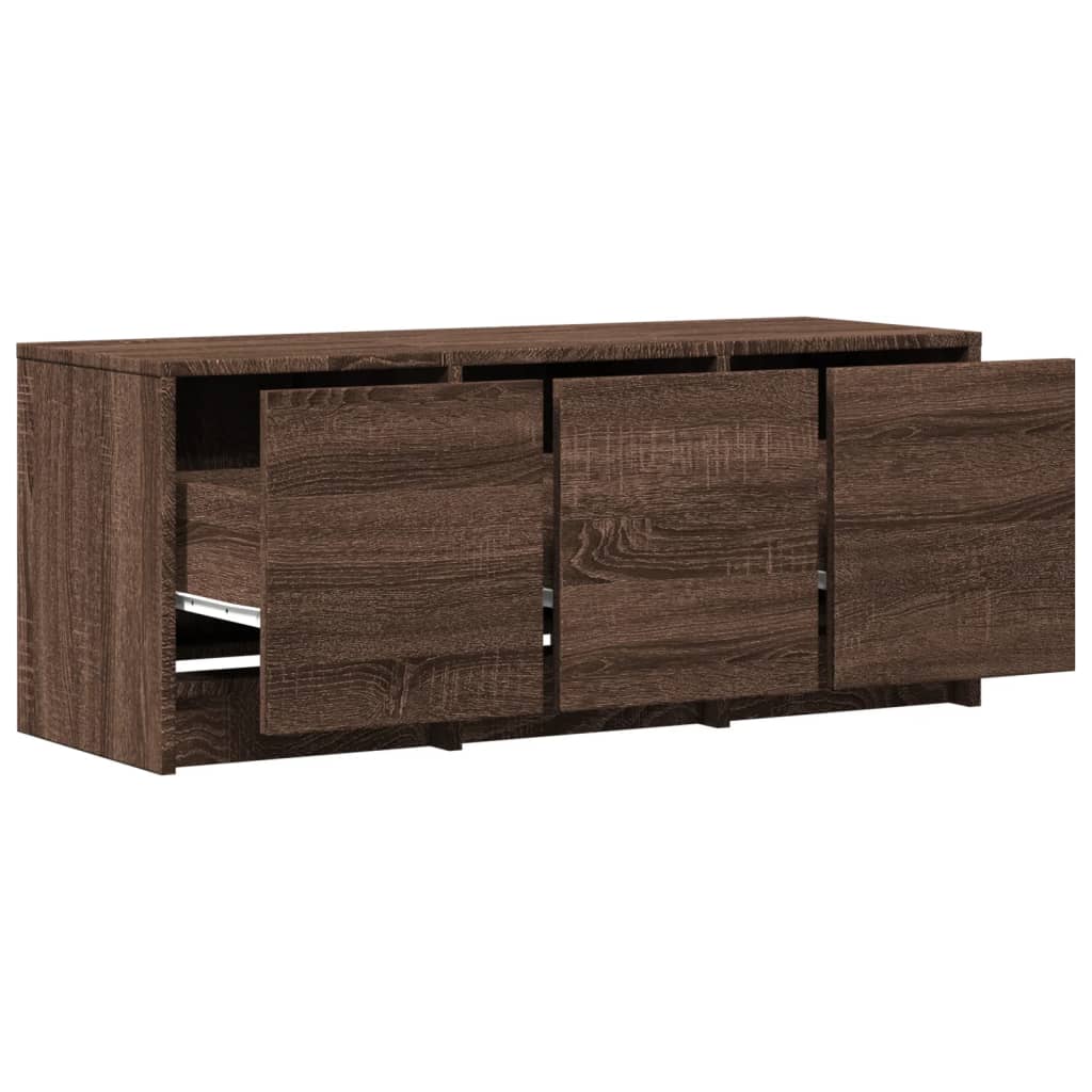 Tv-meubel met LED 97x34x40 cm bewerkt hout bruin eikenkleurig is nu te koop bij PeponiXL, paradijselijk wonen!