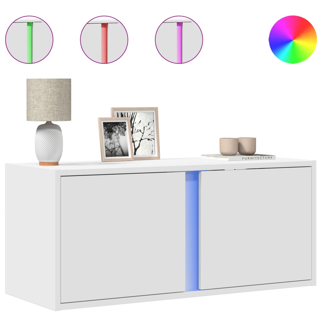 Tv-wandmeubel met LED-verlichting 80x31x35 cm wit is nu te koop bij PeponiXL, paradijselijk wonen!