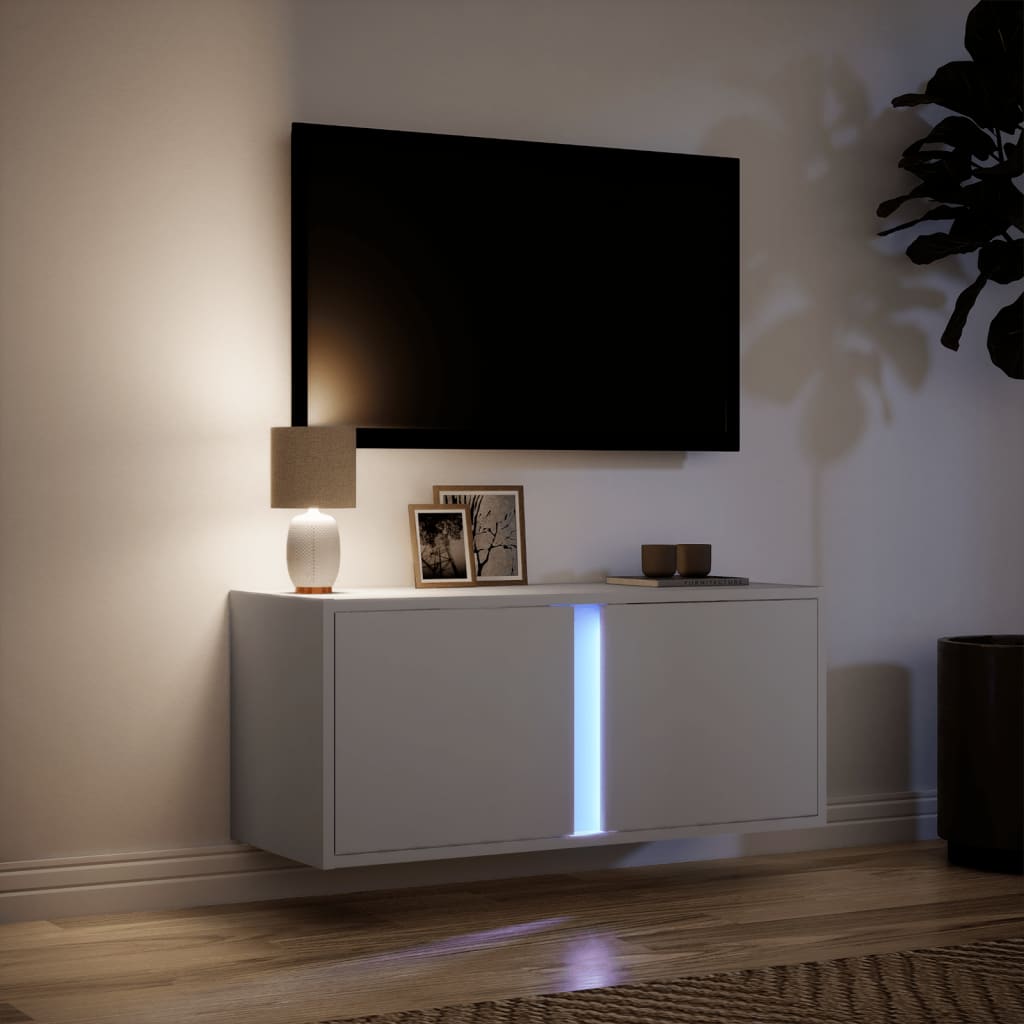Tv-wandmeubel met LED-verlichting 80x31x35 cm wit is nu te koop bij PeponiXL, paradijselijk wonen!