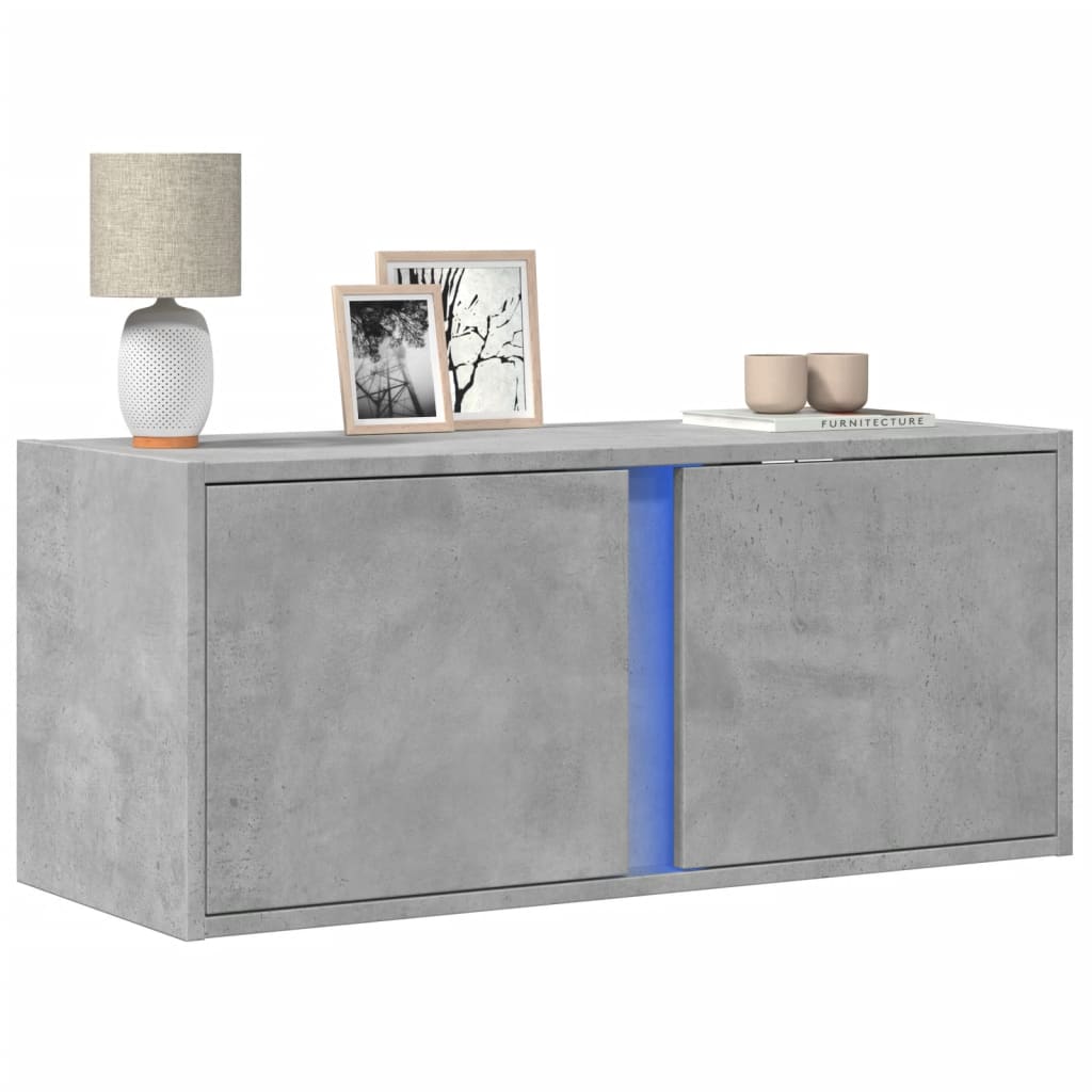 Tv-wandmeubel met LED-verlichting 80x31x35 cm betongrijs is nu te koop bij PeponiXL, paradijselijk wonen!