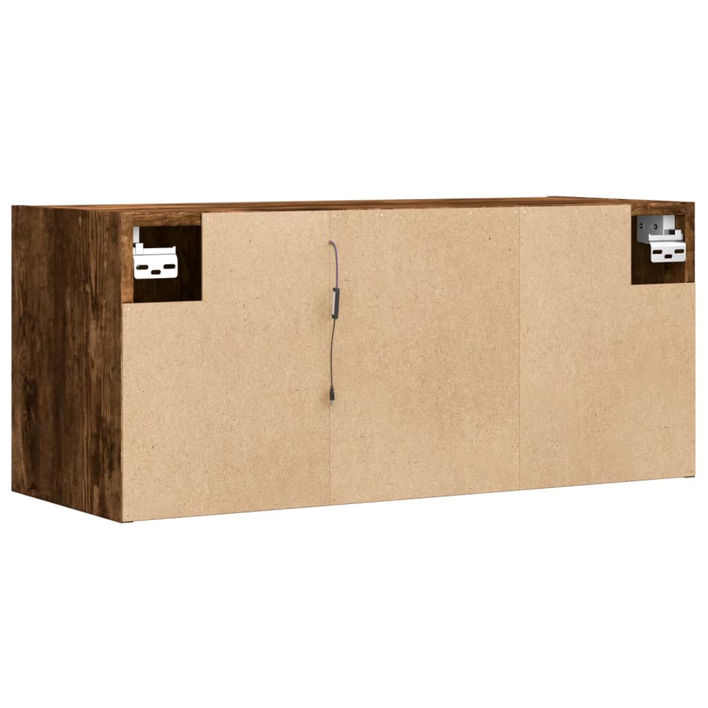 Tv-wandmeubel met LED-verlichting 80x31x35 cm gerookt eiken is nu te koop bij PeponiXL, paradijselijk wonen!