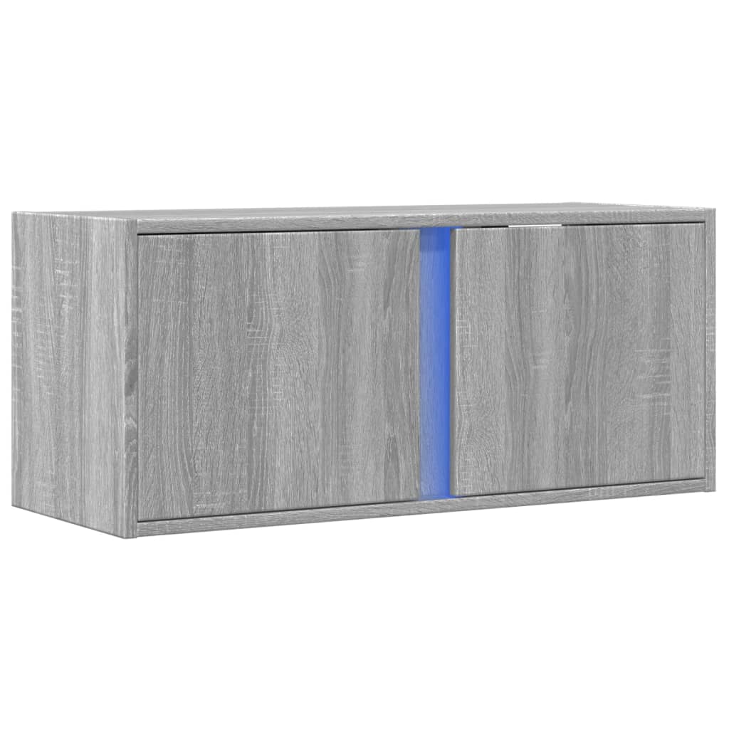Tv-wandmeubel met LED 80x31x35 cm grijs sonoma eikenkleurig is nu te koop bij PeponiXL, paradijselijk wonen!
