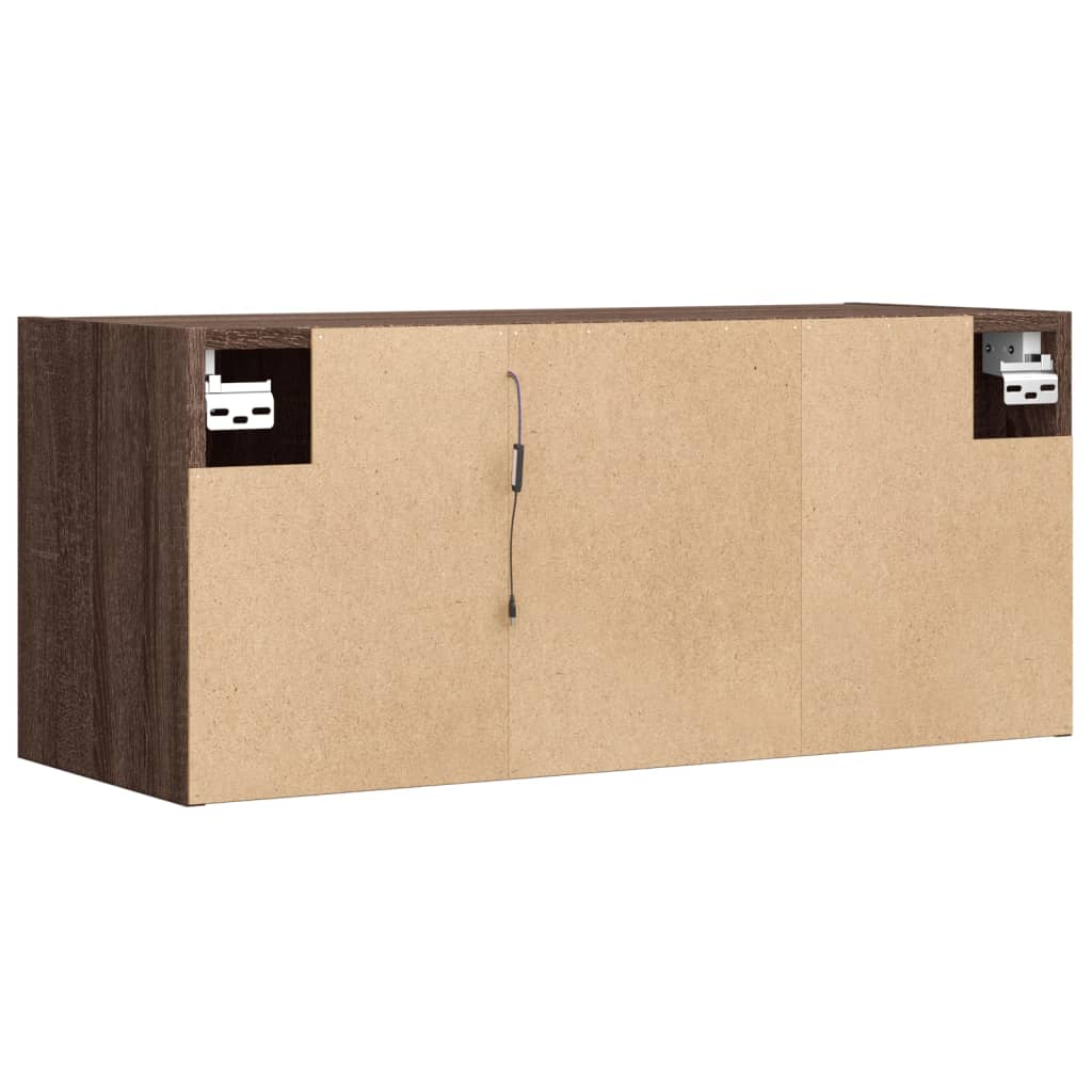Tv-wandmeubel met LED-verlichting 80x31x35 cm bruin eikenkleur is nu te koop bij PeponiXL, paradijselijk wonen!