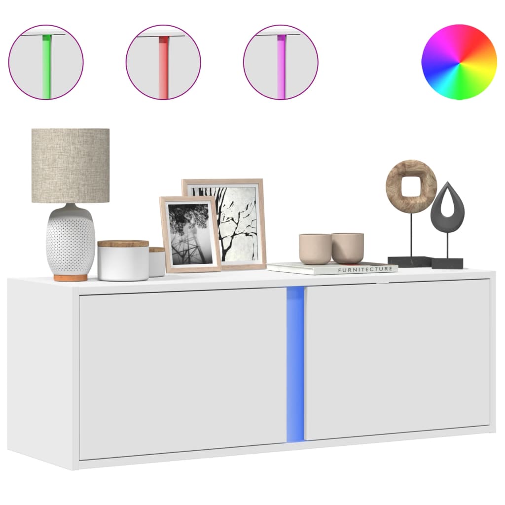 Tv-wandmeubel met LED-verlichting 100x31x35 cm wit is nu te koop bij PeponiXL, paradijselijk wonen!