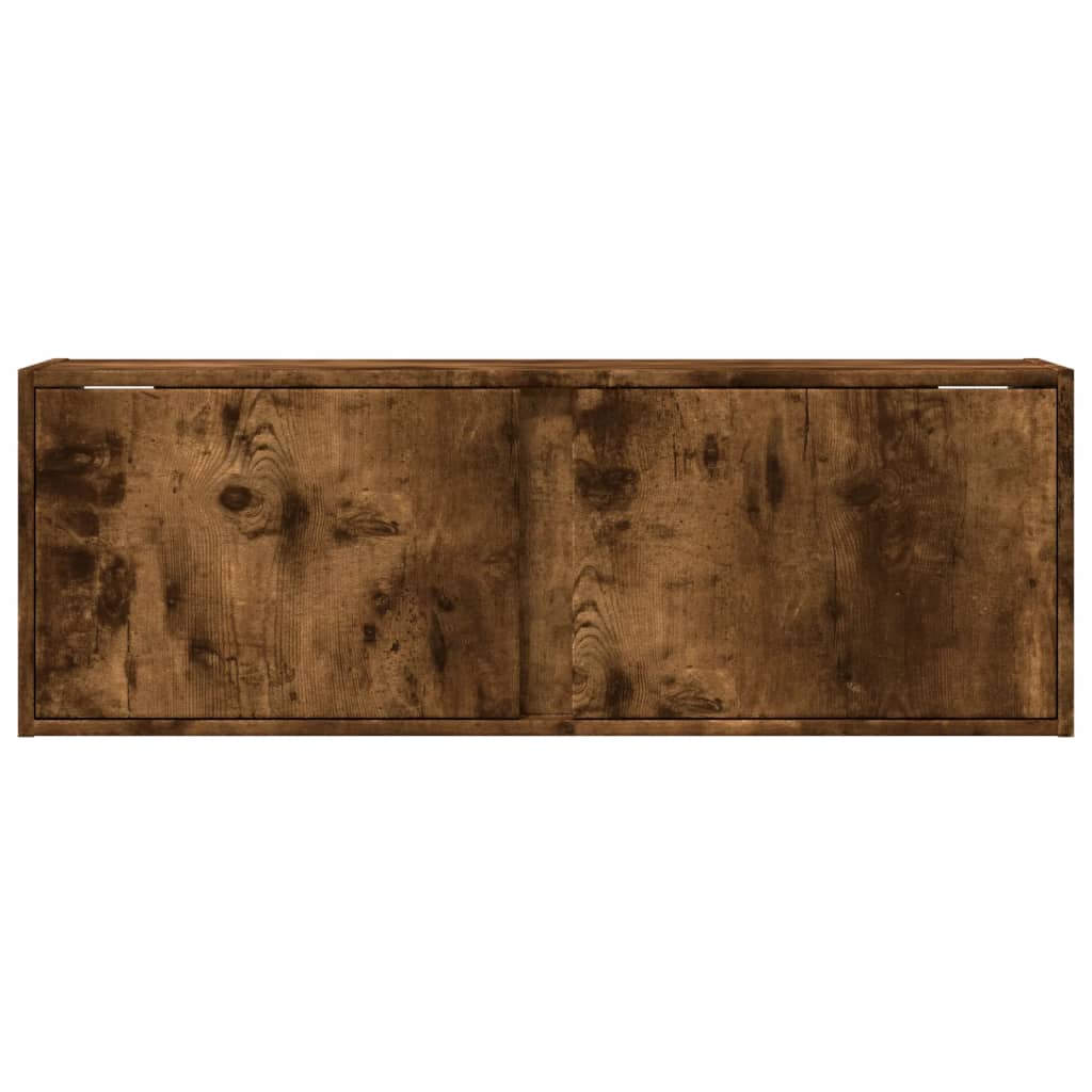 Tv-wandmeubel met LED-verlichting 100x31x35 cm gerookt eiken is nu te koop bij PeponiXL, paradijselijk wonen!