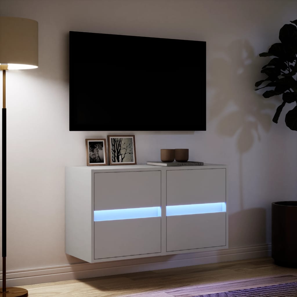 Tv-wandmeubels 2 st met LED-verlichting 41x31x45 cm wit is nu te koop bij PeponiXL, paradijselijk wonen!