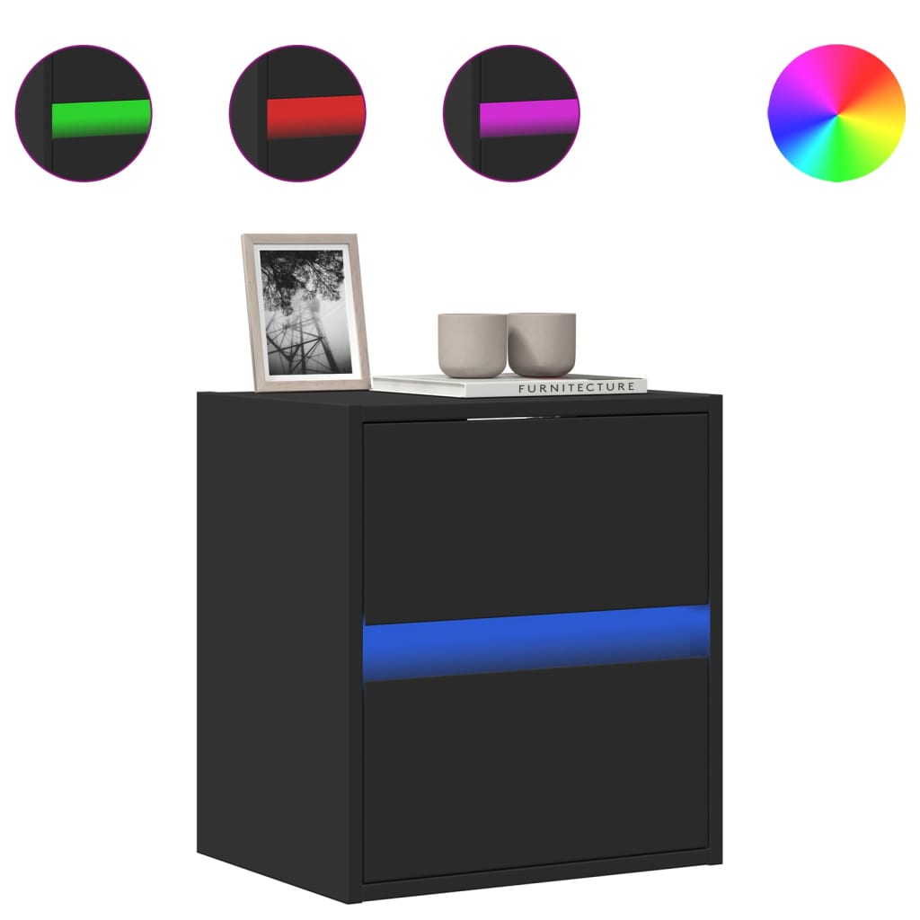 Tv-wandmeubel met LED-verlichting 41x31x45 cm zwart is nu te koop bij PeponiXL, paradijselijk wonen!