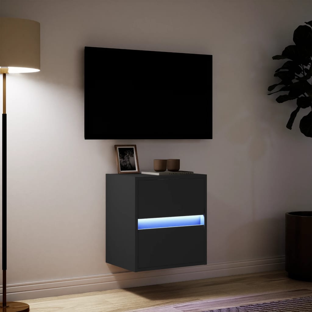 Tv-wandmeubel met LED-verlichting 41x31x45 cm zwart is nu te koop bij PeponiXL, paradijselijk wonen!
