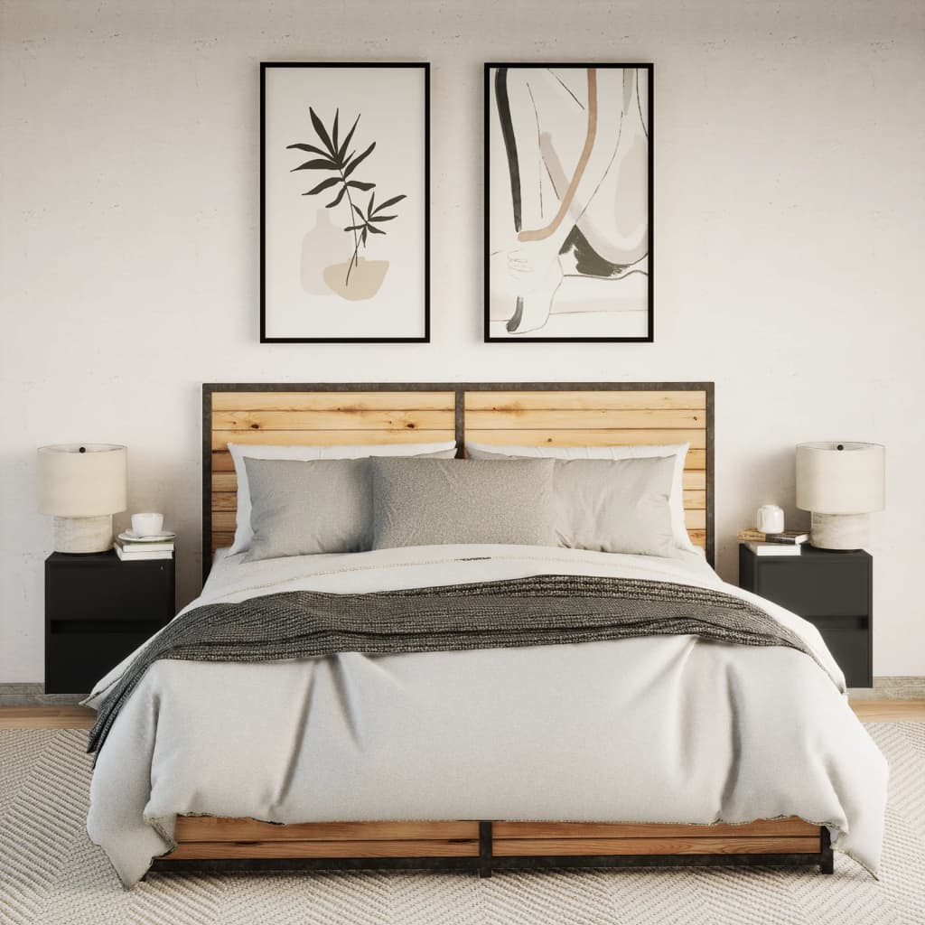 Tv-wandmeubels met LED-verlichting 2 st 41x31x45 cm zwart is nu te koop bij PeponiXL, paradijselijk wonen!