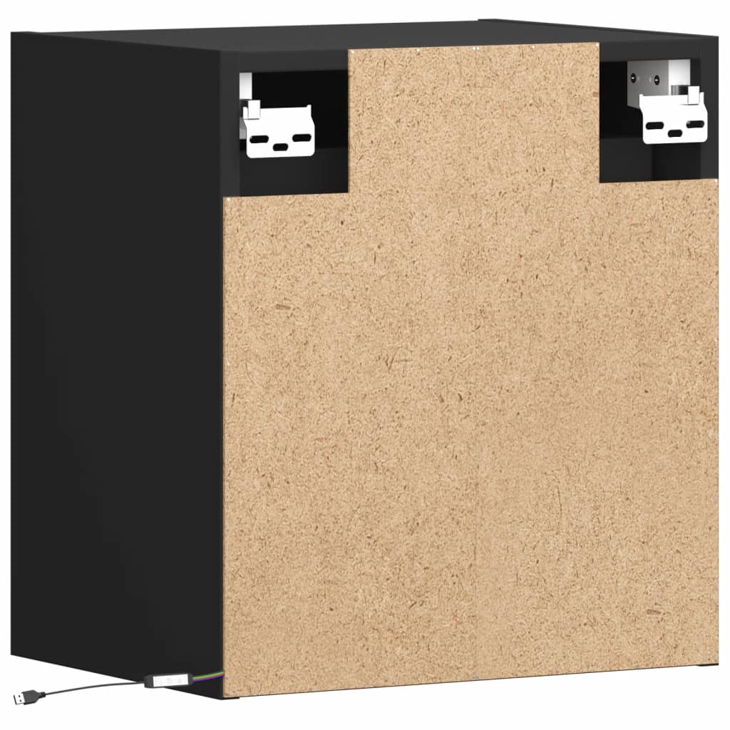 Tv-wandmeubels met LED-verlichting 2 st 41x31x45 cm zwart is nu te koop bij PeponiXL, paradijselijk wonen!