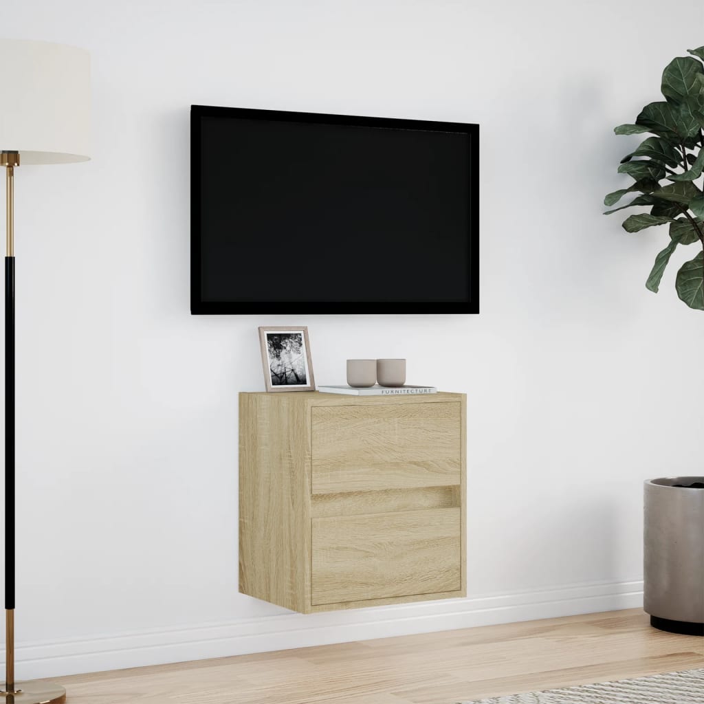 Tv-wandmeubel met LED-verlichting 41x31x45 cm sonoma eikenkleur is nu te koop bij PeponiXL, paradijselijk wonen!