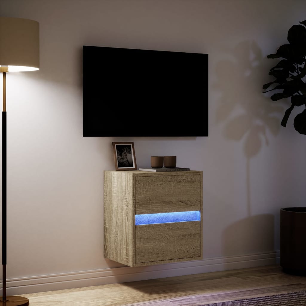 Tv-wandmeubel met LED-verlichting 41x31x45 cm sonoma eikenkleur is nu te koop bij PeponiXL, paradijselijk wonen!