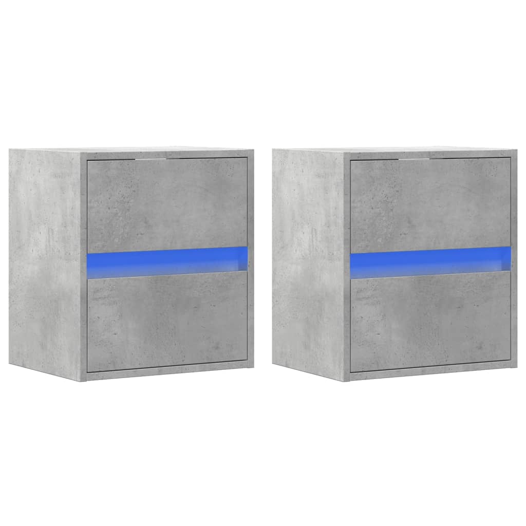 Tv-wandmeubels met LED-verlichting 2 st 41x31x45 cm betongrijs is nu te koop bij PeponiXL, paradijselijk wonen!