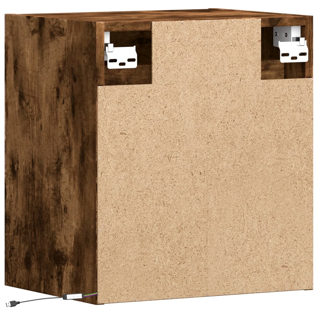 Tv-wandmeubels met LED 2 st 41x31x45 cm gerookt eikenkleurig is nu te koop bij PeponiXL, paradijselijk wonen!