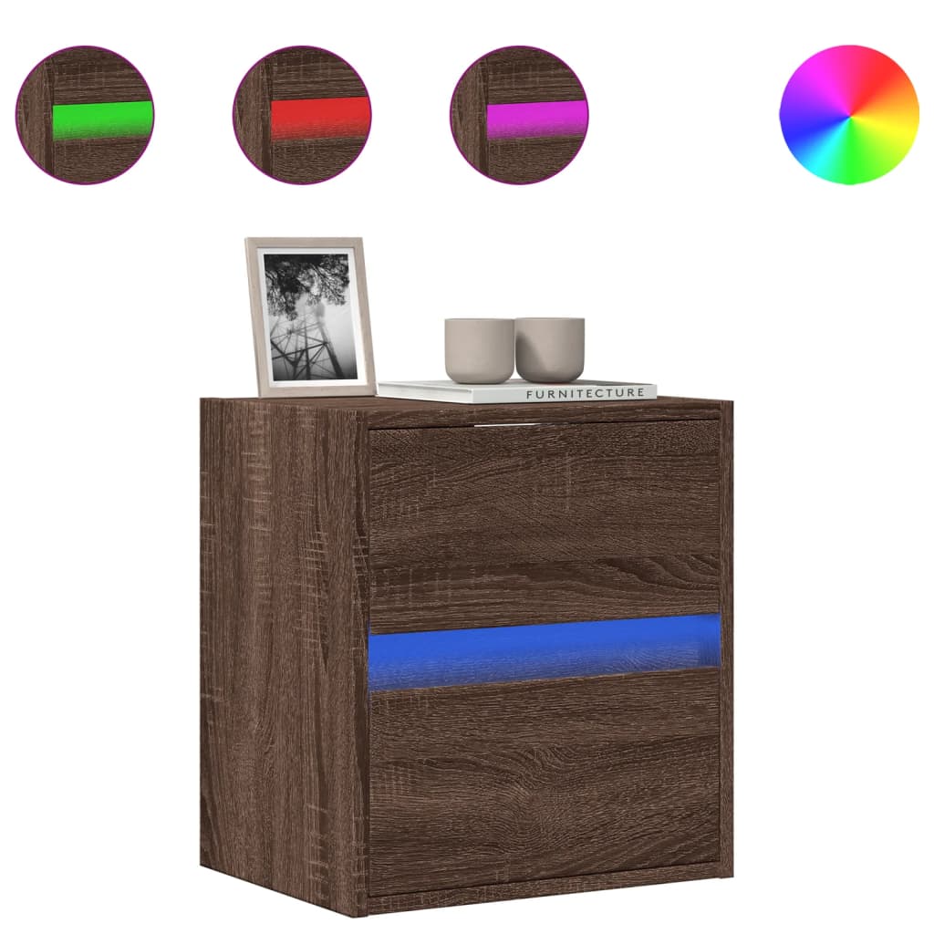 Tv-wandmeubel met LED-verlichting 41x31x45 cm bruin eikenkleur is nu te koop bij PeponiXL, paradijselijk wonen!