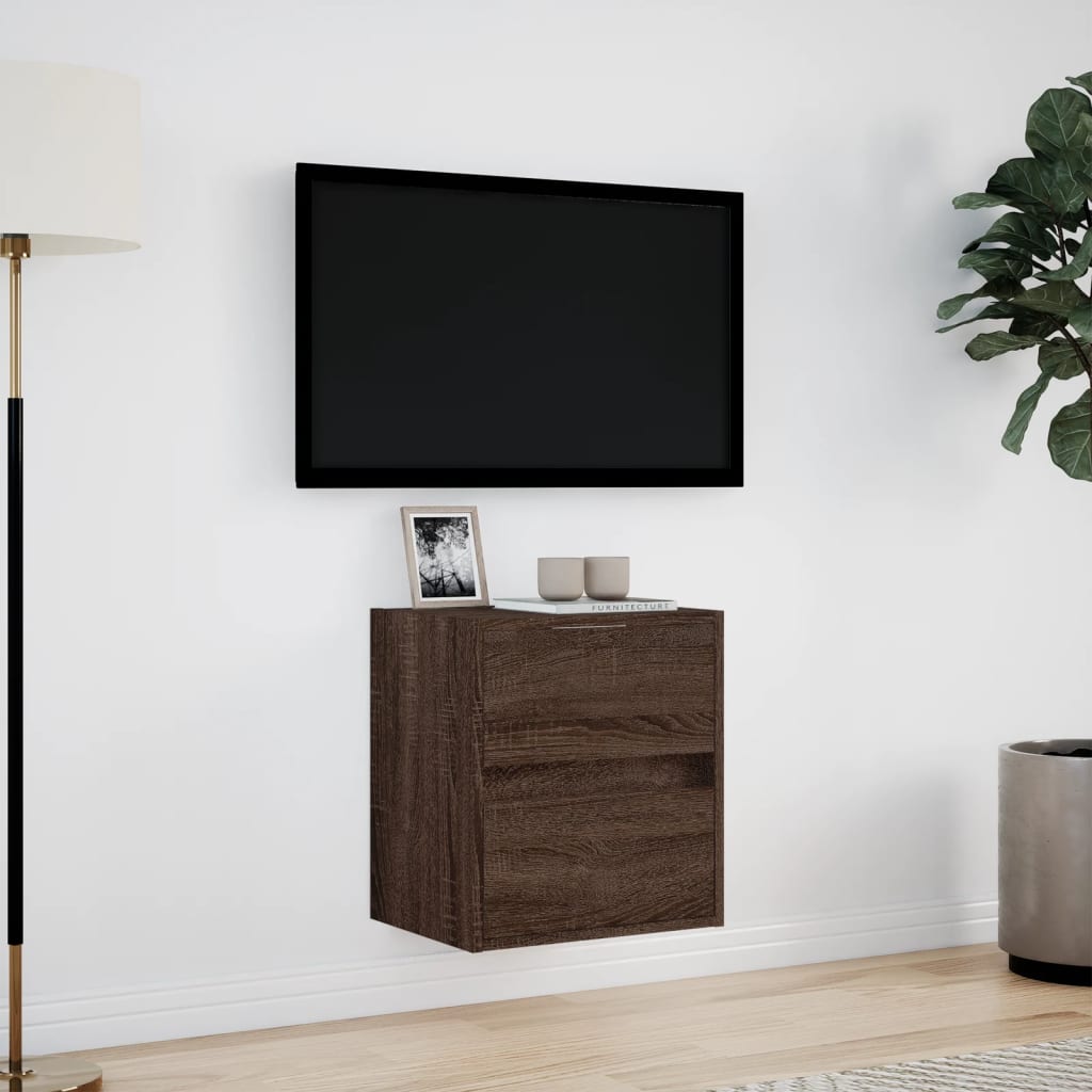 Tv-wandmeubel met LED-verlichting 41x31x45 cm bruin eikenkleur is nu te koop bij PeponiXL, paradijselijk wonen!