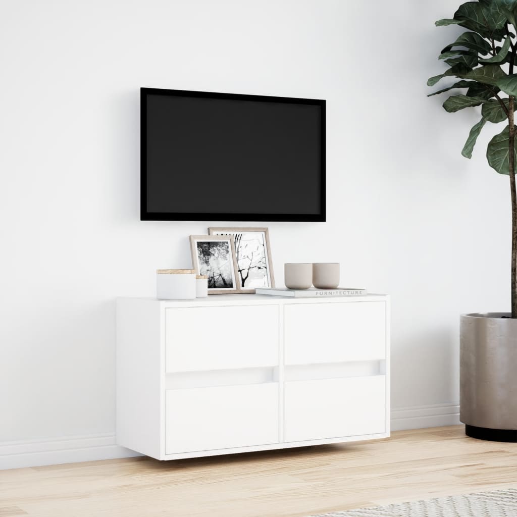 Tv-wandmeubel met LED-verlichting 80x31x45 cm wit is nu te koop bij PeponiXL, paradijselijk wonen!