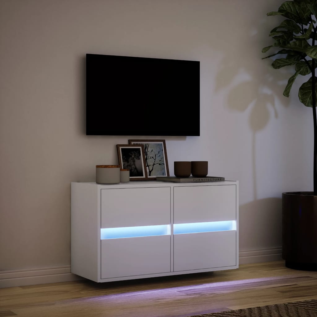 Tv-wandmeubel met LED-verlichting 80x31x45 cm wit is nu te koop bij PeponiXL, paradijselijk wonen!