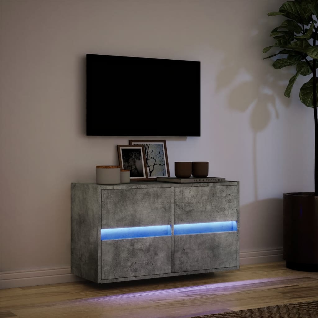 Tv-wandmeubel met LED-verlichting 80x31x45 cm betongrijs is nu te koop bij PeponiXL, paradijselijk wonen!