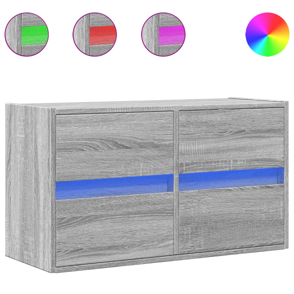 Tv-wandmeubel met LED 80x31x45 cm grijs sonoma eikenkleurig is nu te koop bij PeponiXL, paradijselijk wonen!