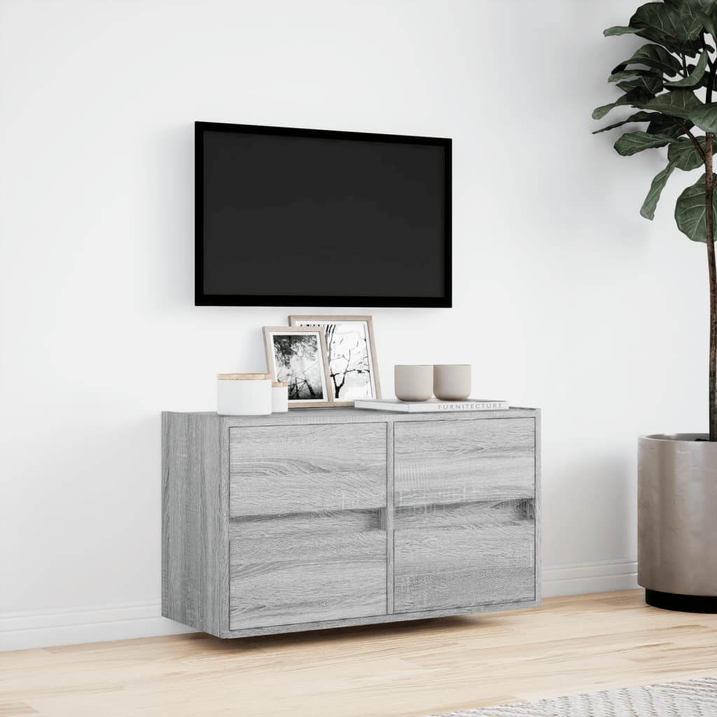 Tv-wandmeubel met LED 80x31x45 cm grijs sonoma eikenkleurig is nu te koop bij PeponiXL, paradijselijk wonen!