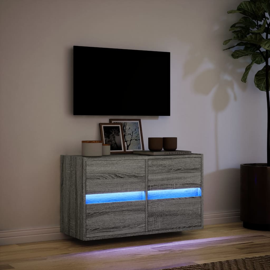 Tv-wandmeubel met LED 80x31x45 cm grijs sonoma eikenkleurig is nu te koop bij PeponiXL, paradijselijk wonen!