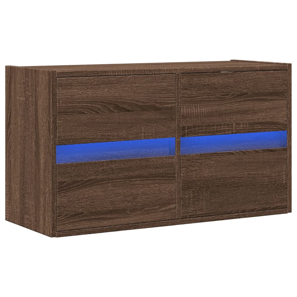 Tv-wandmeubel met LED-verlichting 80x31x45 cm bruin eikenkleur is nu te koop bij PeponiXL, paradijselijk wonen!