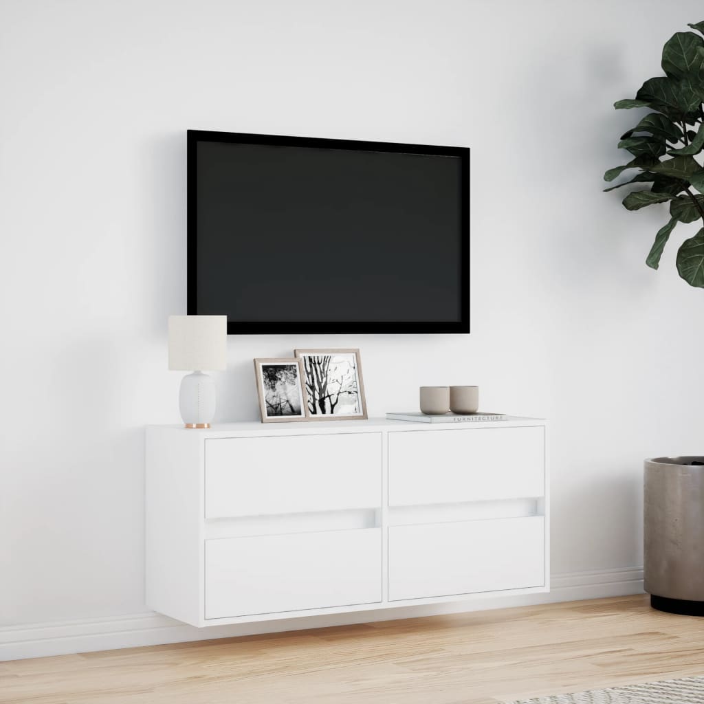 Tv-wandmeubel met LED-verlichting 100x31x45 cm wit is nu te koop bij PeponiXL, paradijselijk wonen!