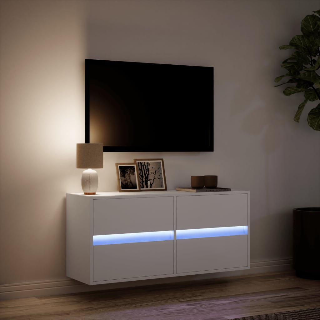 Tv-wandmeubel met LED-verlichting 100x31x45 cm wit is nu te koop bij PeponiXL, paradijselijk wonen!