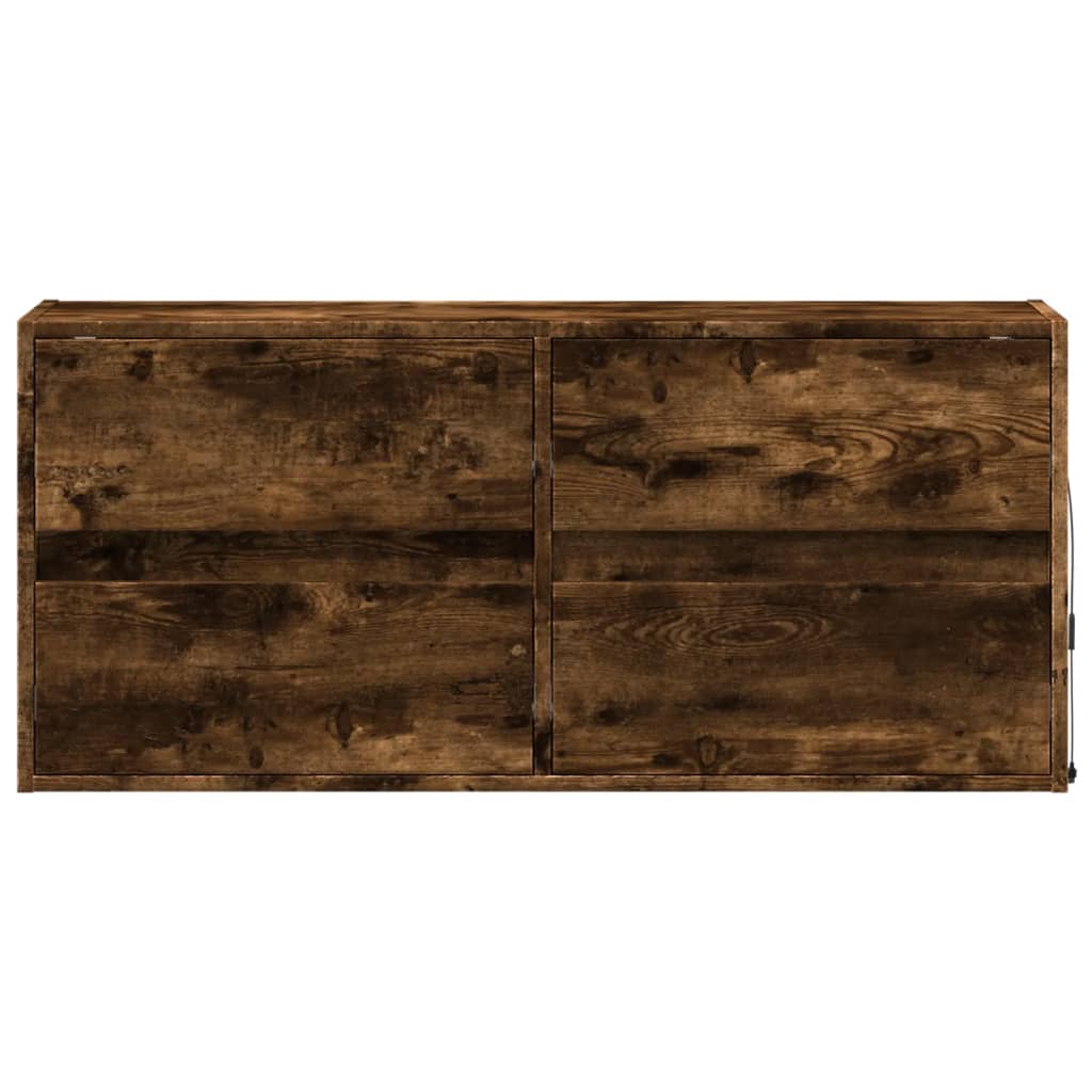 Tv-wandmeubel met LED-verlichting 100x31x45 cm gerookt eiken is nu te koop bij PeponiXL, paradijselijk wonen!