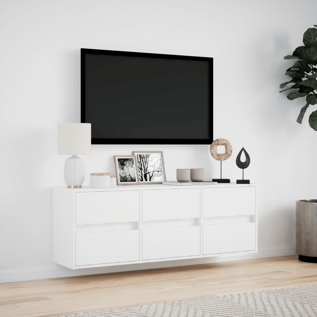 Tv-wandmeubel met LED-verlichting 130x31x45 cm wit is nu te koop bij PeponiXL, paradijselijk wonen!